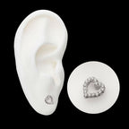 Titanium Threadless Pave Set Gem Hollow Heart Top
