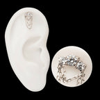 14Kt Gold Threadless Threadless 3-Cluster Prong Set Gem Top with 3-Tier Chain Dangle