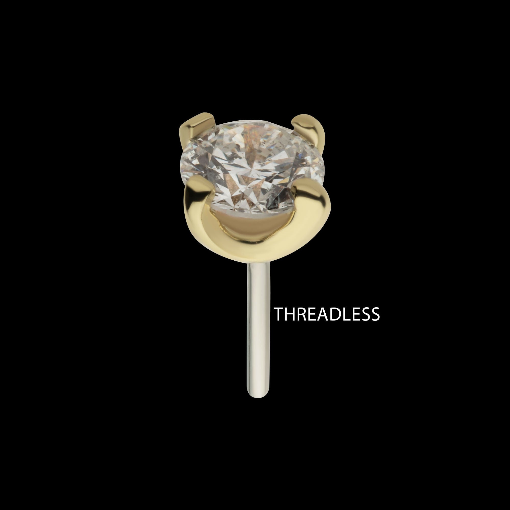 14Kt Gold Threadless Top with 4-Prong Round Lab-Grown