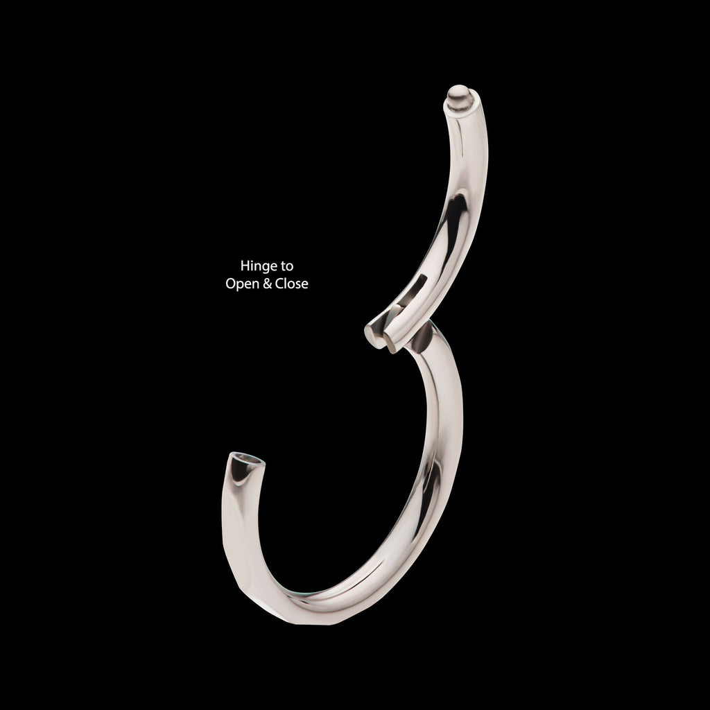 Corrugated Edge Titanium Side Facing Hinged Segment Clicker Hoop Earring / Nosering