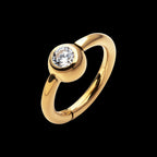 24Kt Gold PVD Titanium Bezel Set Round Gem Side Facing Hinged Segment Clicker Hoop Earring / Nosering