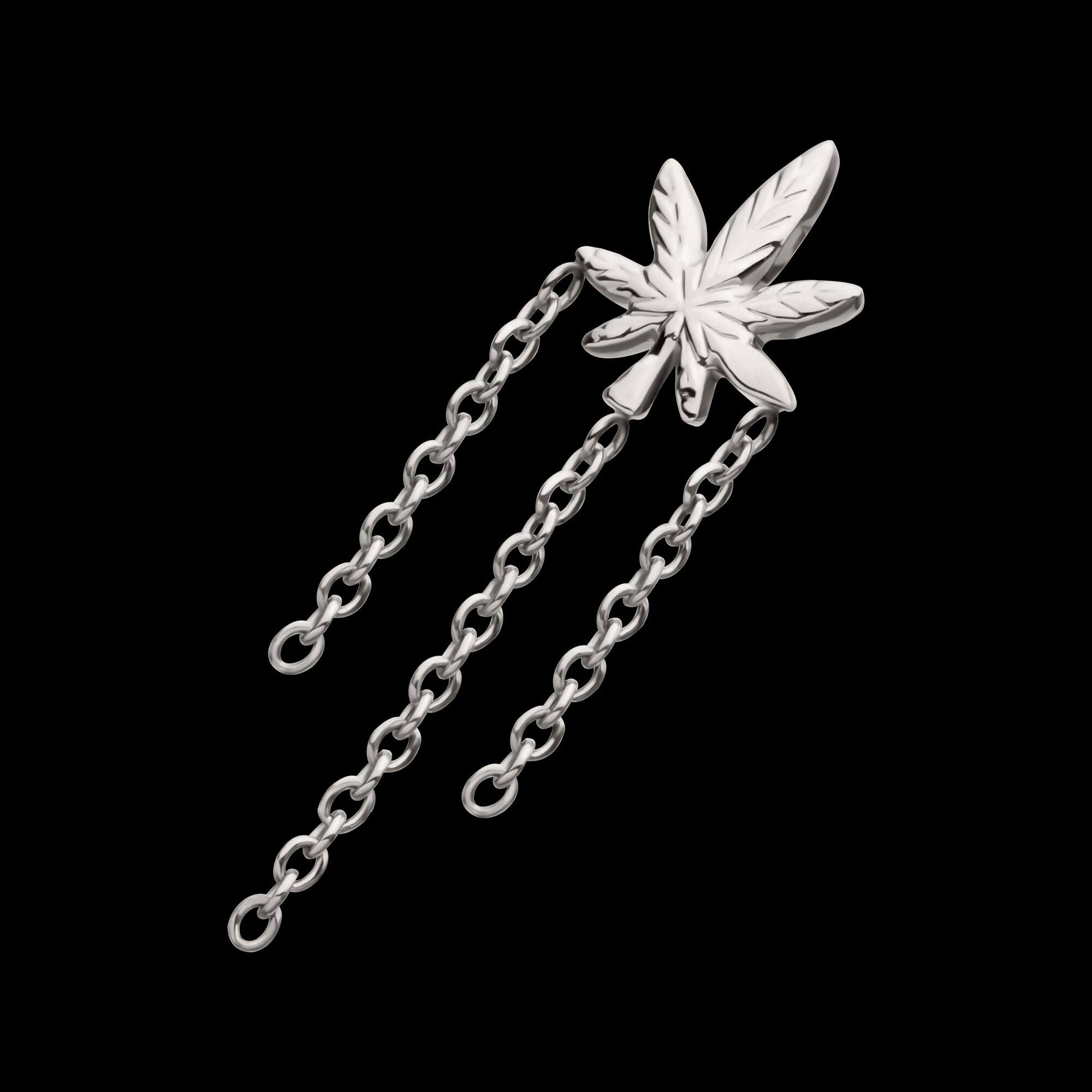 Titanium Threadless Pot Leaf Top with Triple Dangle Chain