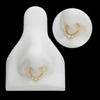 Prong Set Gem Cluster with 3mm White Opal Front Facing Hinged Segment Clicker Hoop Earring / Nosering – 14Kt Gold