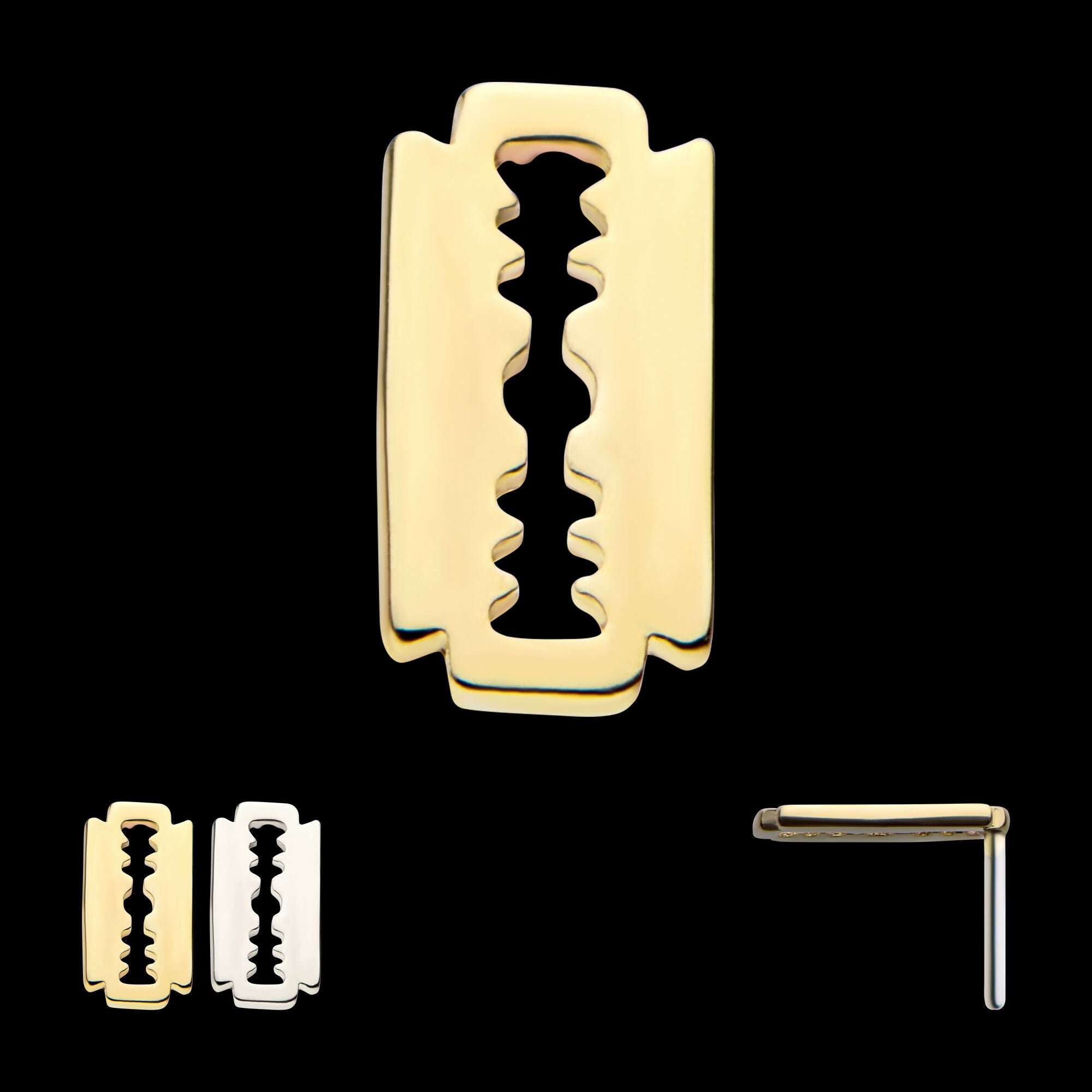 14Kt Gold Threadless with Razor Blade Top