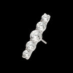 Titanium Threadless 5-Cluster Prong Set Round CZ Gem Bar Top