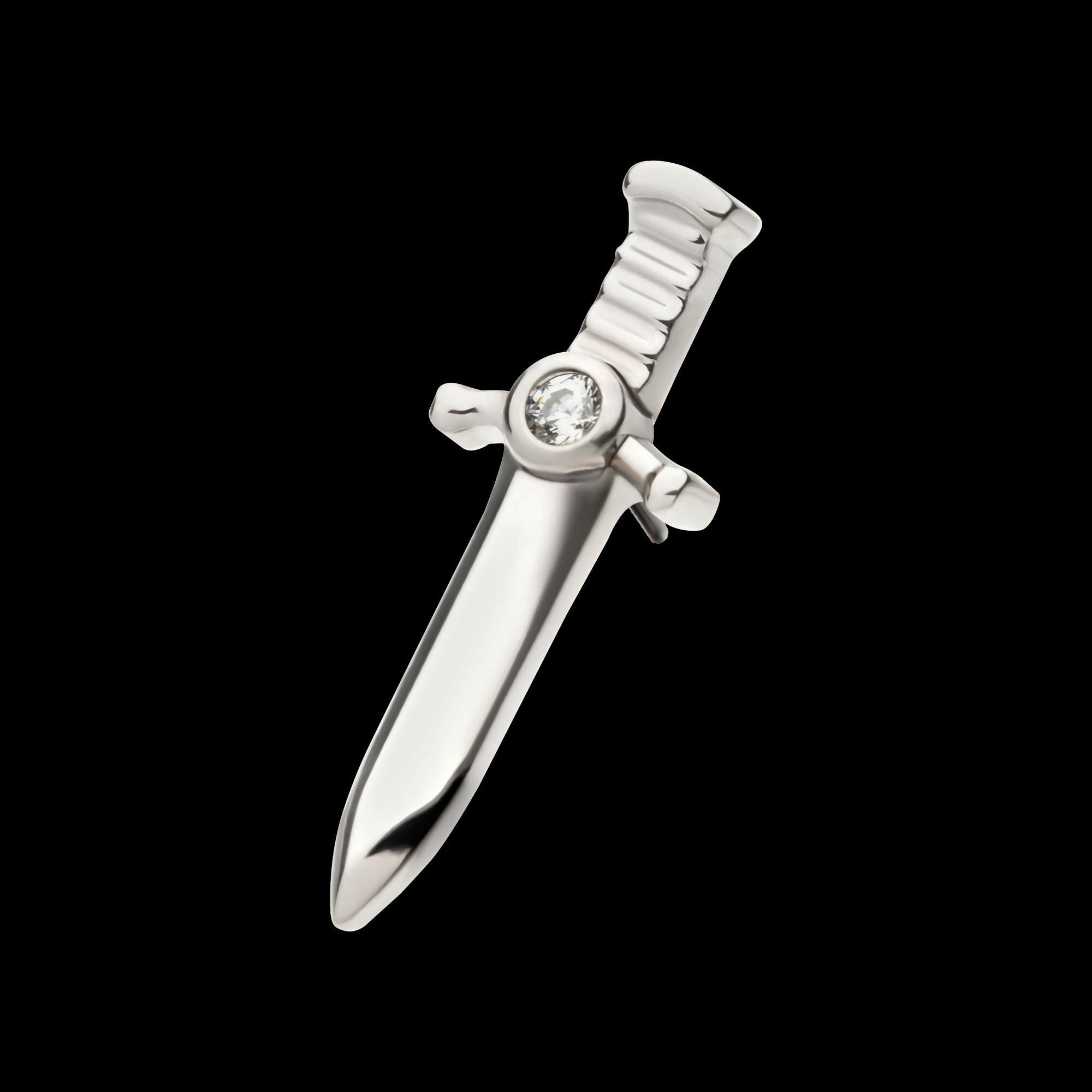 Titanium Threadless with Bezel Set 1mm CZ Dagger Top