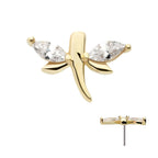 Prong Set Marquise CZ Dragonfly Flatback Stud Earring / Nosering - CZ in 14Kt Yellow Gold