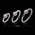 Bezel Set Round Gem Side Facing Hinged Segment Clicker Hoop Earring / Nosering – Titanium