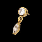 24KT Gold PVD Titanium Threadless Bezel Gem Top with Marquise Dangle