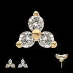 14Kt Gold Threadless Prong Set 1.5mm Round Gem Trinity Top