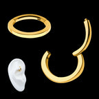 16g 24Kt Gold PVD Titanium Oval Shape Hinged Segment Clicker (for Rook Piercing) Hoop Earring / Nosering