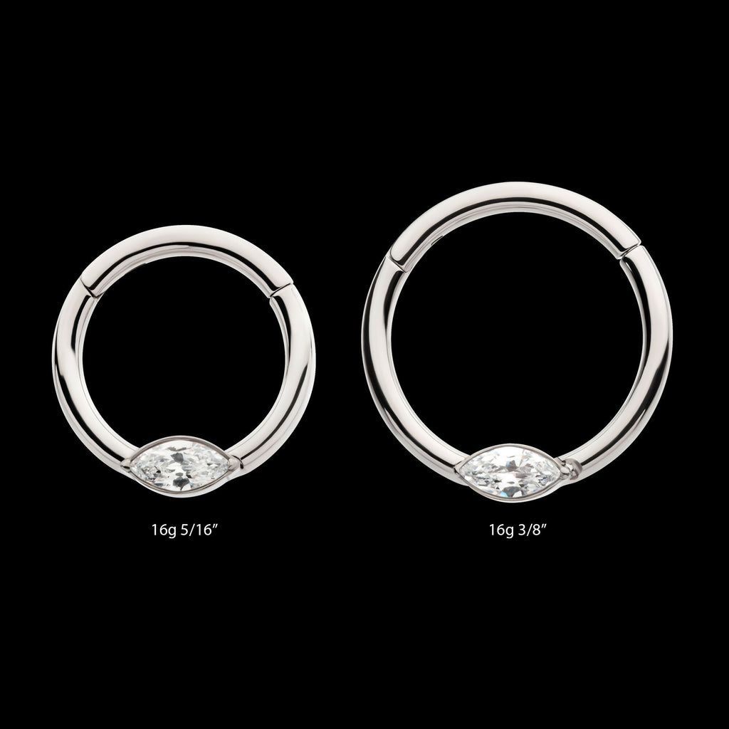 Eye CZ Front Facing Hinged Segment Clicker Hoop Earring / Nosering – Titanium