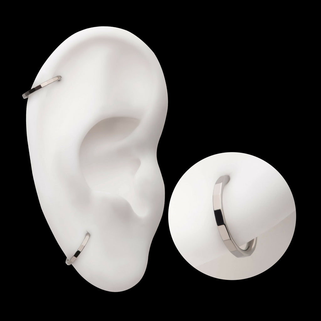 Corrugated Edge Titanium Side Facing Hinged Segment Clicker Hoop Earring / Nosering