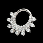 Triple Row Round CZ Front Facing Hinged Segment Clicker Hoop Earring / Nosering – Titanium