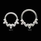 Clustered 3-Petal Flower Front Facing Hinged Segment Clicker Hoop Earring / Nosering – Titanium