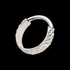 Hammered Pattern Side Facing Hinged Segment Clicker Hoop Earring / Nosering – Titanium