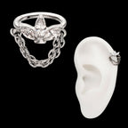 Triple Marquise Gem Cluster Hoop with 2-Tier Chain Dangle Hinged Segment Clicker Earring / Nosering – Titanium