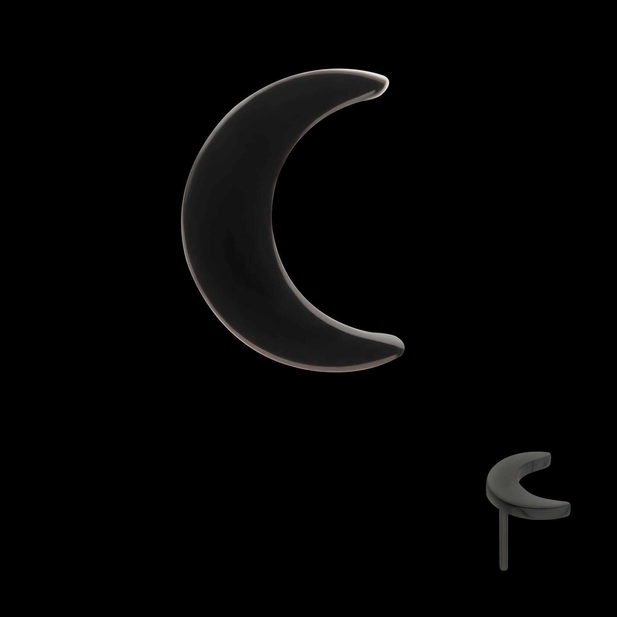 Black PVD Titanium Threadless Crescent Moon Top with 1.6mm Crest