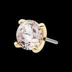 14Kt Yellow Gold Threadless with Prong Set Round Swarovski Top