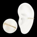 24Kt Gold PVD Titanium D-Ring Clicker with CNC Set Clear CZ Gem Hoop Earring / Nosering