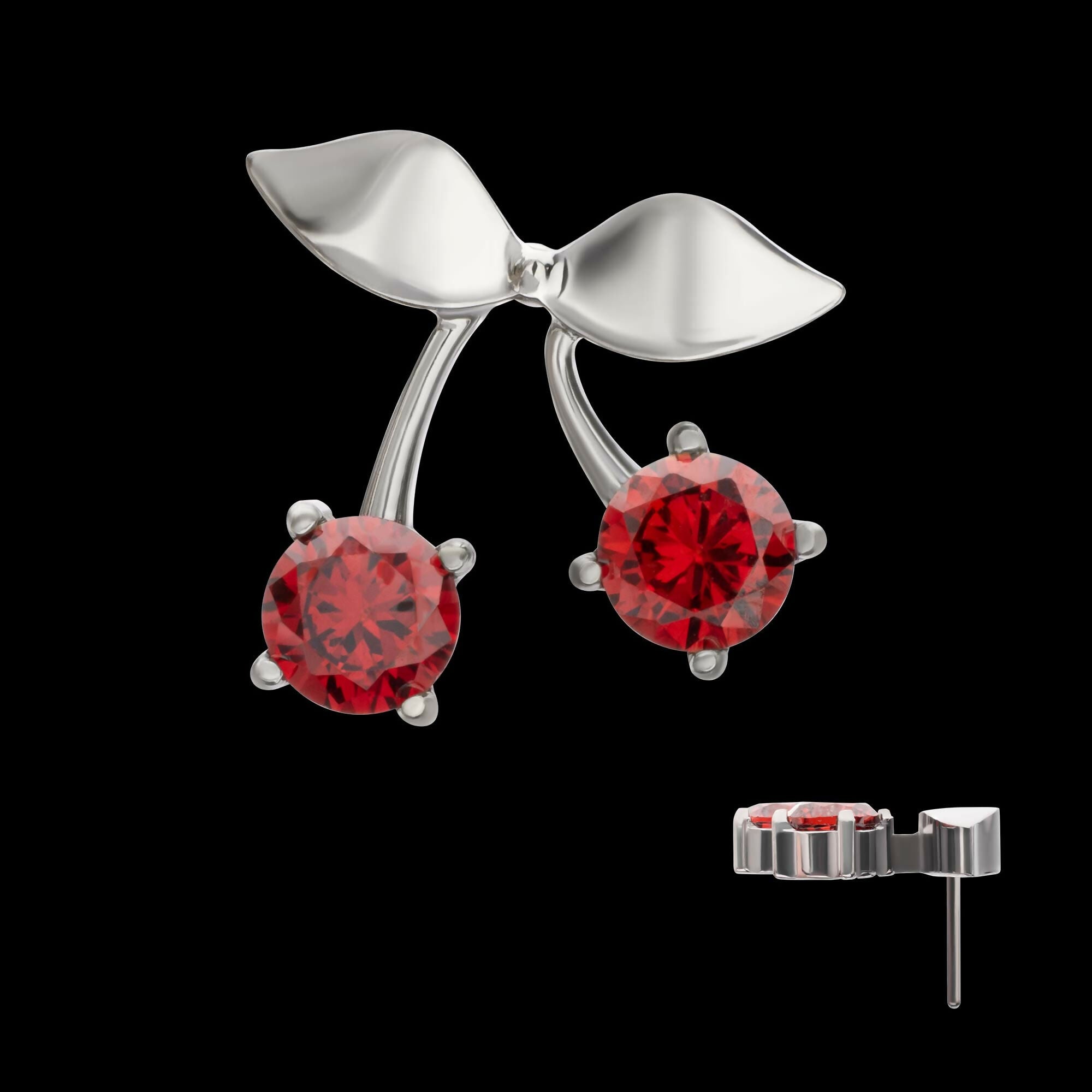 Titanium Threadless Prong Set Garnet Gem Cherry Top