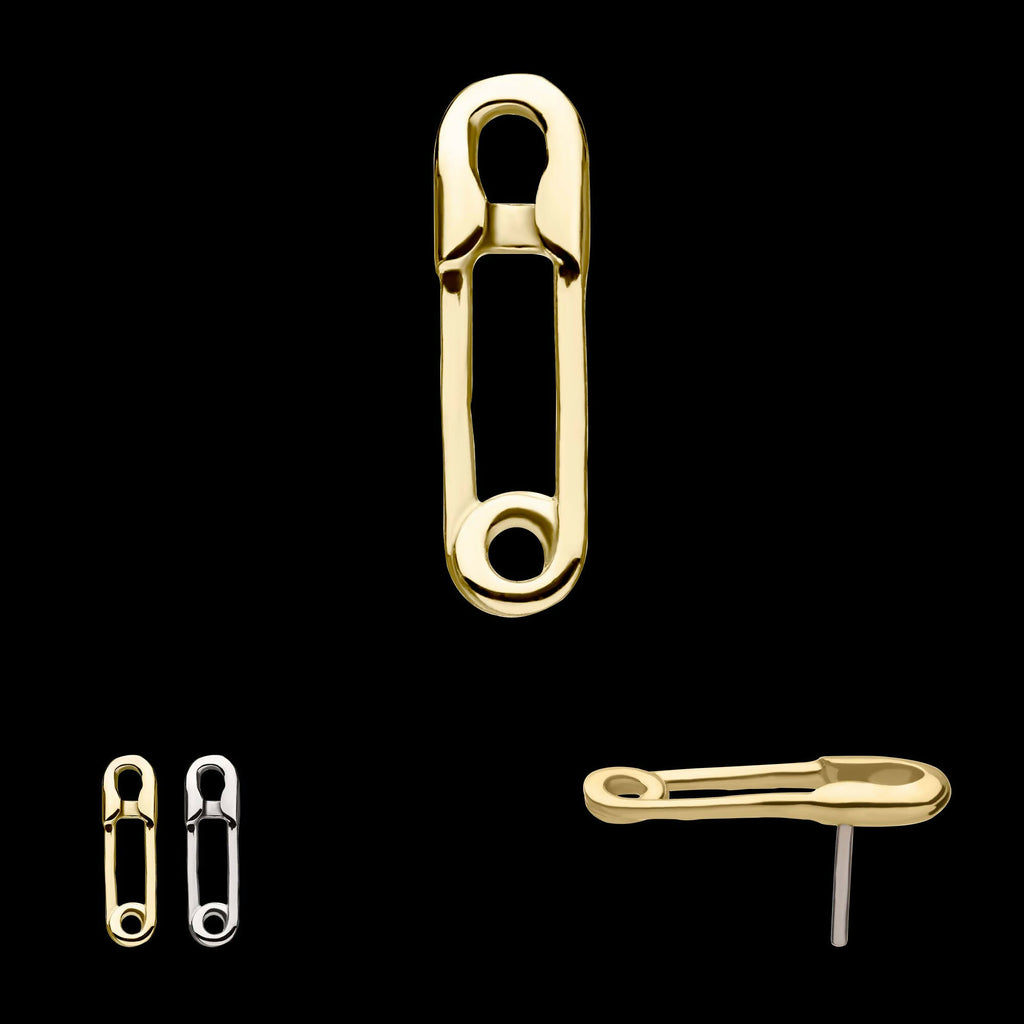 14Kt Gold Threadless Safety Pin Top