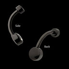 Black PVD Titanium Internally Threaded Bezel Set Double CZ Smooth Rounded Back Fixed Bottom Navel Ring Earring / Nosering
