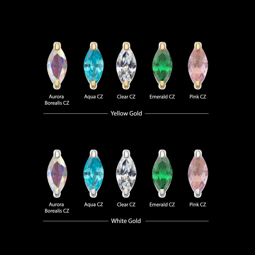 14Kt Gold Threadless with Marquise Prong Gem Top