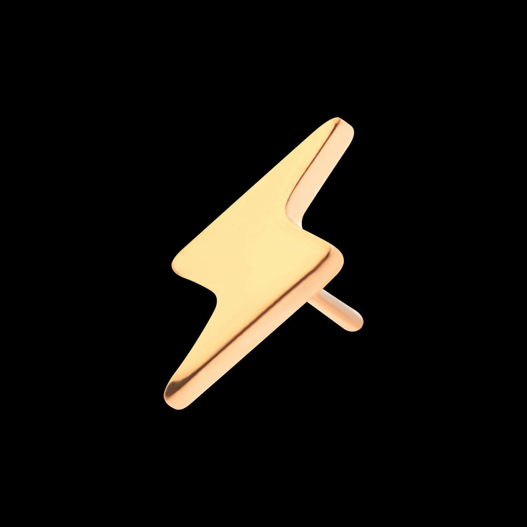 24KT Gold PVD Titanium Threadless with Short Lightning Bolt Top