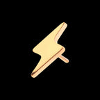 24KT Gold PVD Titanium Threadless with Short Lightning Bolt Top