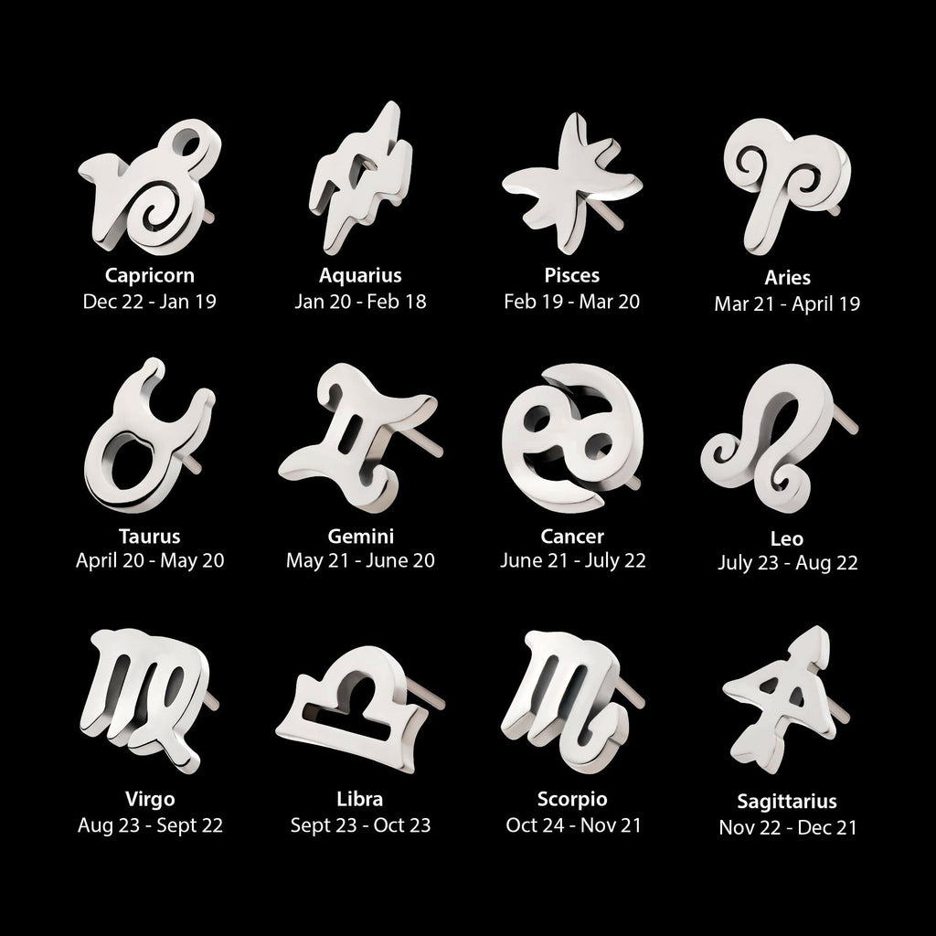 Titanium Threadless Zodiac Sign Tops