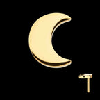 24Kt Gold PVD Titanium Threadless Crescent Moon Top with 2.2mm Crest