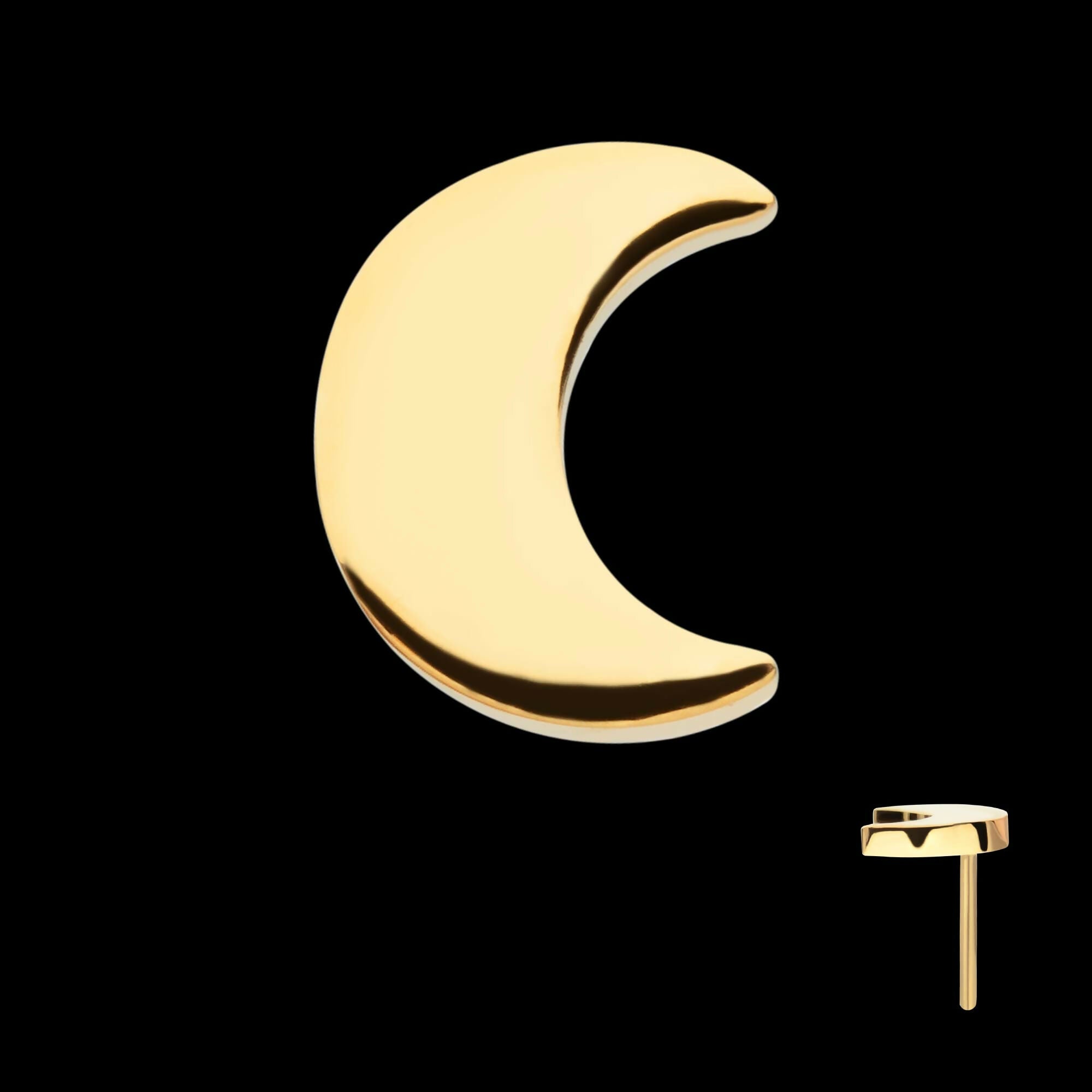 24Kt Gold PVD Titanium Threadless Crescent Moon Top with 2.2mm Crest