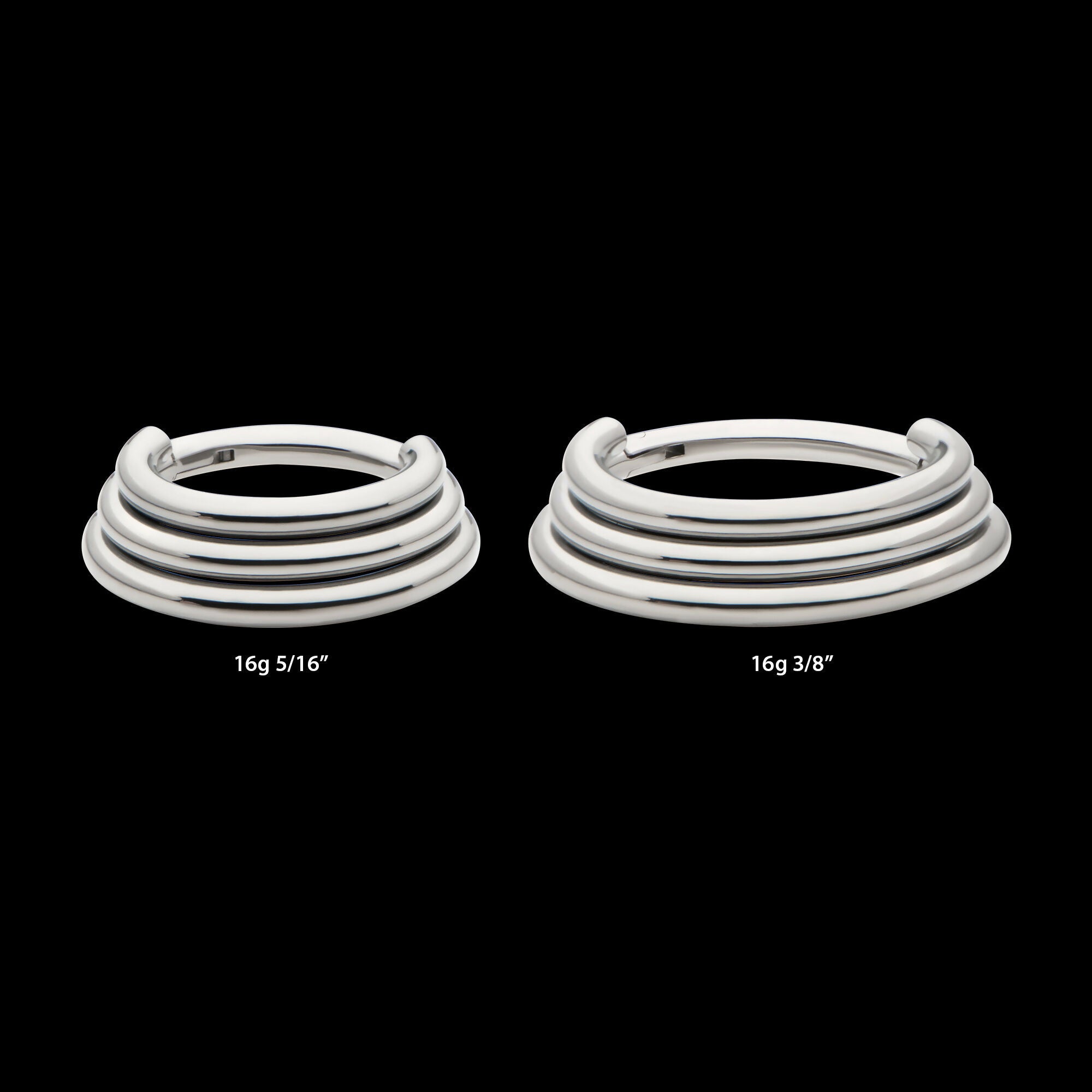Triple Stacked Side Facing Hinged Segment Clicker Hoop Earring / Nosering – Titanium