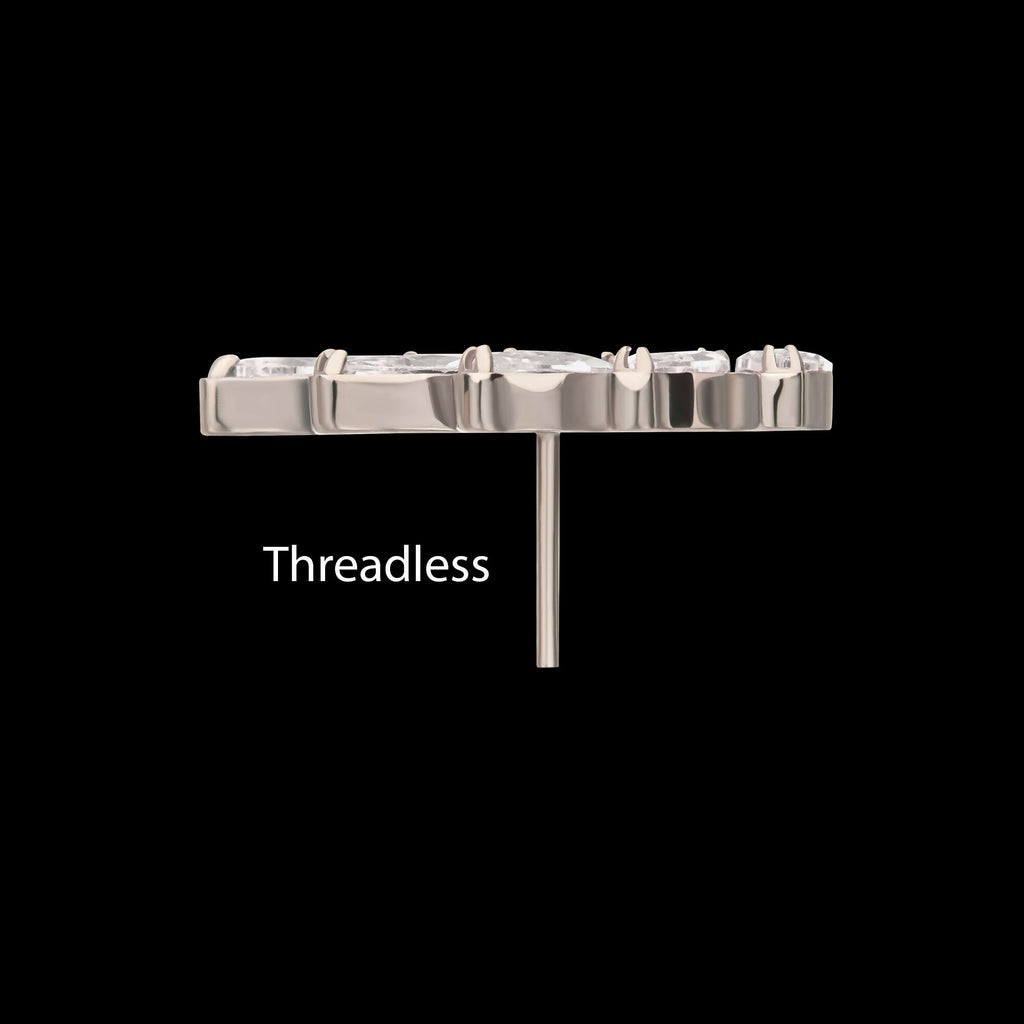 Titanium Threadless 5 Marquise Staggered Cluster Prong Gem Top