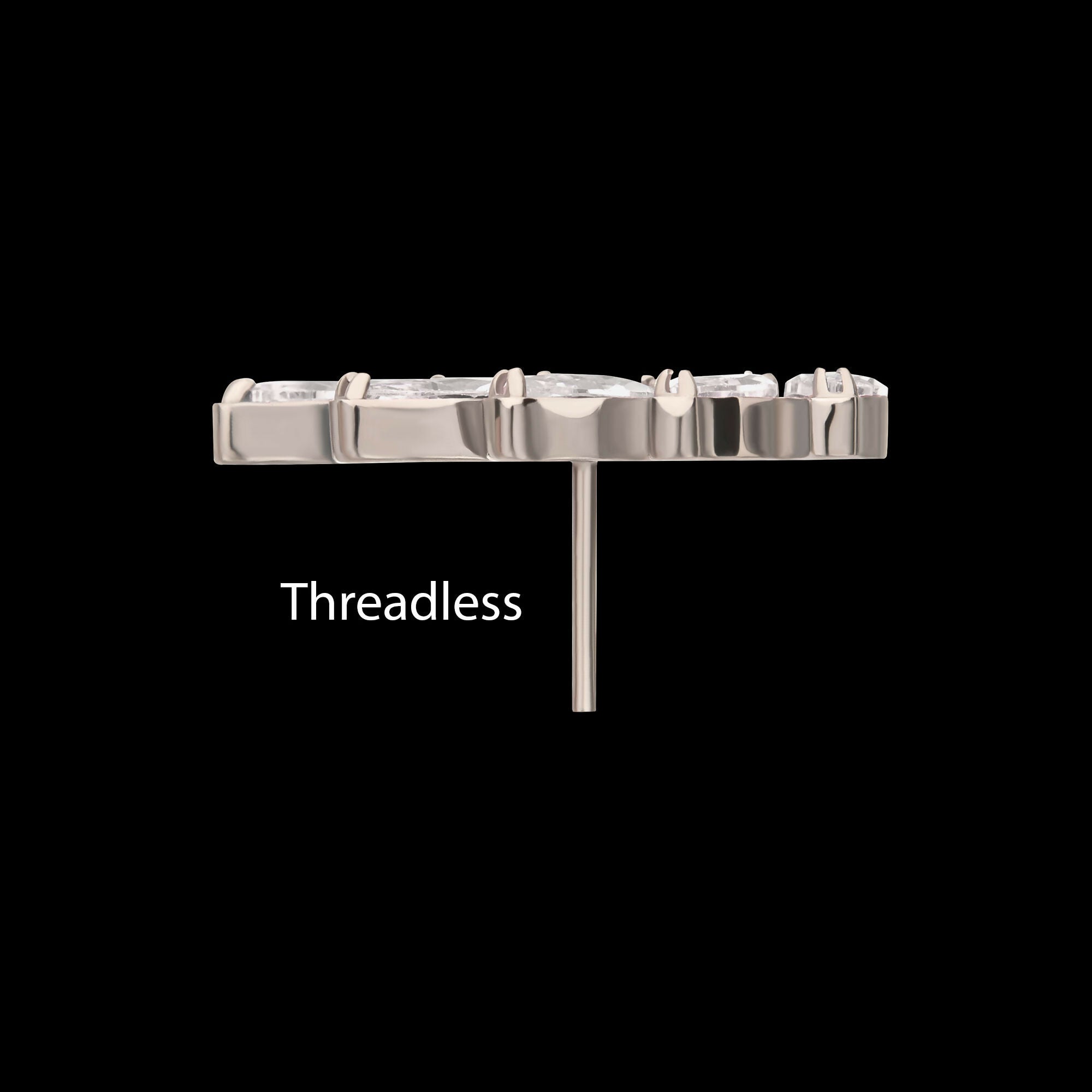 Titanium Threadless 5 Marquise Staggered Cluster Prong Gem Top