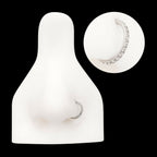 Platinum PVD Titanium 1mm CNC Set Full Clear CZ Eternity Gem Side Facing Hinged Segment Clicker Hoop Earring / Nosering