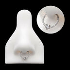 1mm CNC Set Full Clear CZ & Big Star CZ Front Facing Hinged Segment Clicker Hoop Earring / Nosering – Titanium