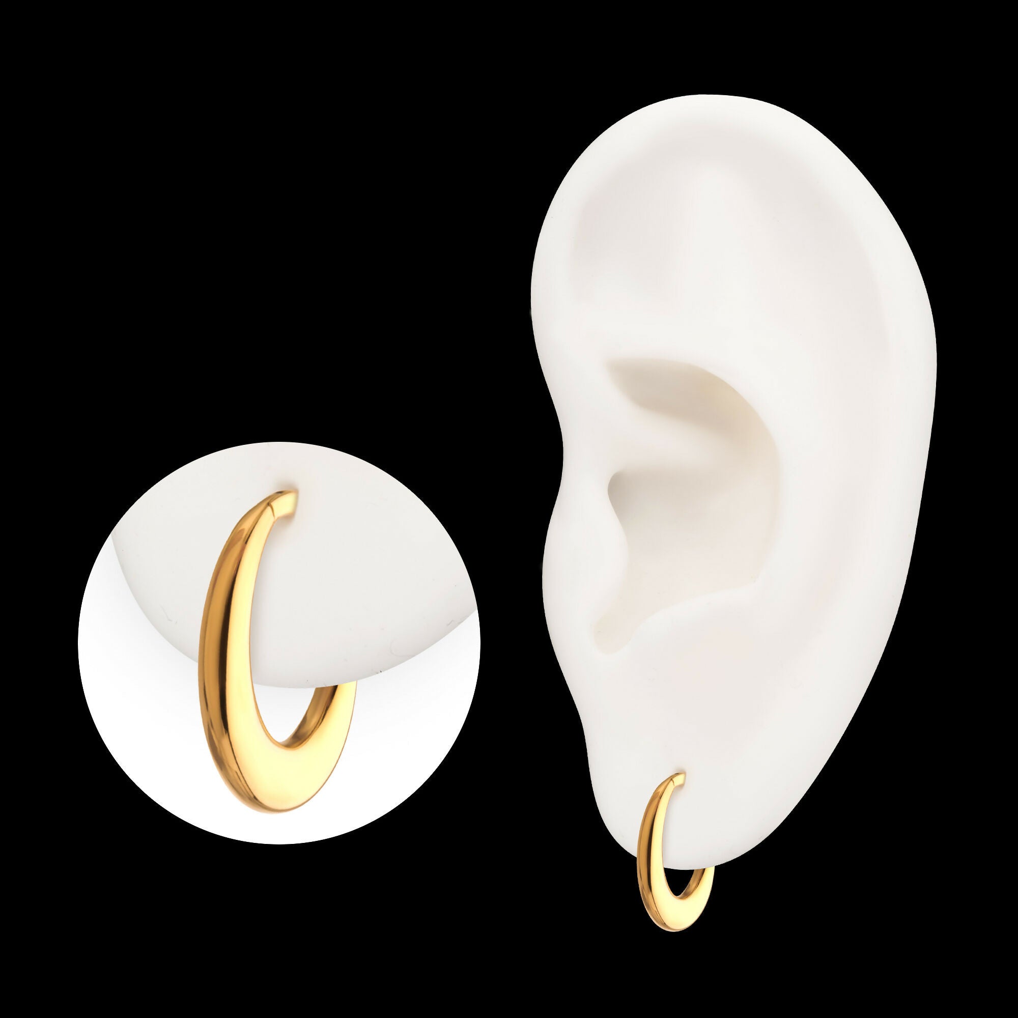 24Kt Gold PVD Titanium Sleek Dome Septum Front Facing Hinged Segment Clicker Hoop Earring / Nosering
