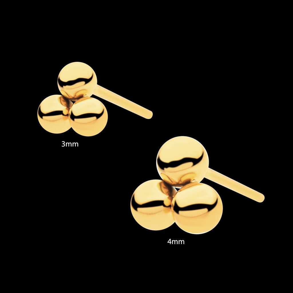 24Kt Gold PVD Titanium Threadless Trinity Ball Top