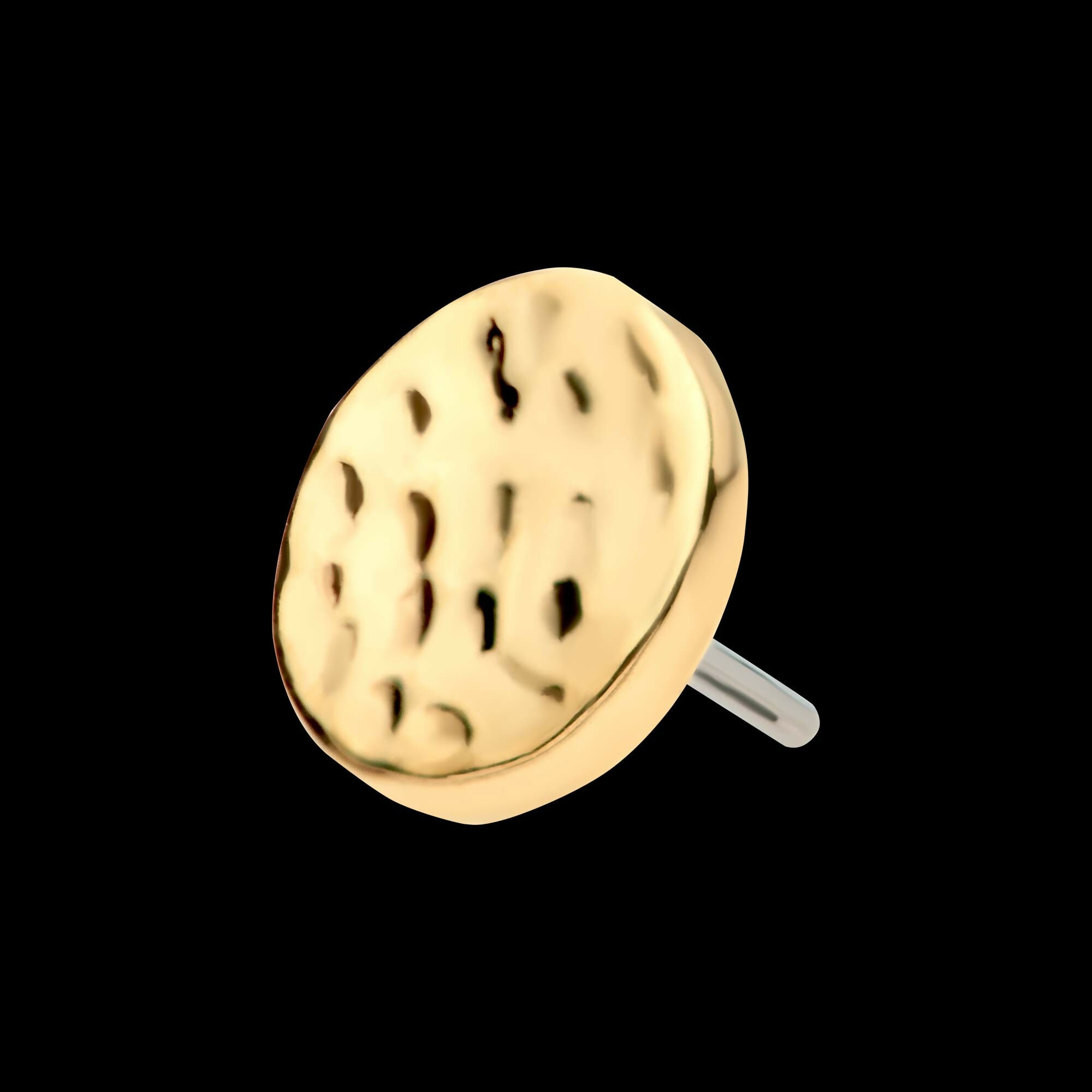 14Kt Yellow Gold Threadless Hammered Disk Top