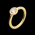 Bezel Set Clear CZ Side Facing Hinged Segment Clicker Hoop Earring / Nosering – 14Kt Yellow Gold