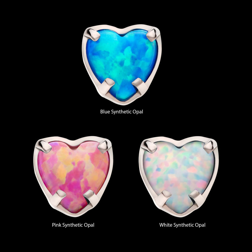 Titanium Threadless with Prong Set Opal Heart Top