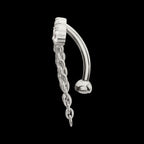 Internally Threaded 5-Cluster Prong Gem Fixed Top Curved Barbell with 5 Chain Dangle Earring / Nosering – Titanium
