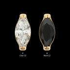 24Kt Gold PVD Titanium Threadless Double V-Prong Marquise CZ Gem Top