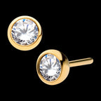 24KT Gold PVD Titanium Threadless Bezel Set Swarovski Crystal Front Facing Top