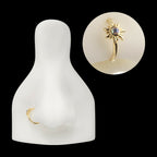 Bezel Set 2mm Round Gem Moon Phase Side Facing Hinged Segment Clicker Hoop Earring / Nosering – 14Kt Yellow Gold