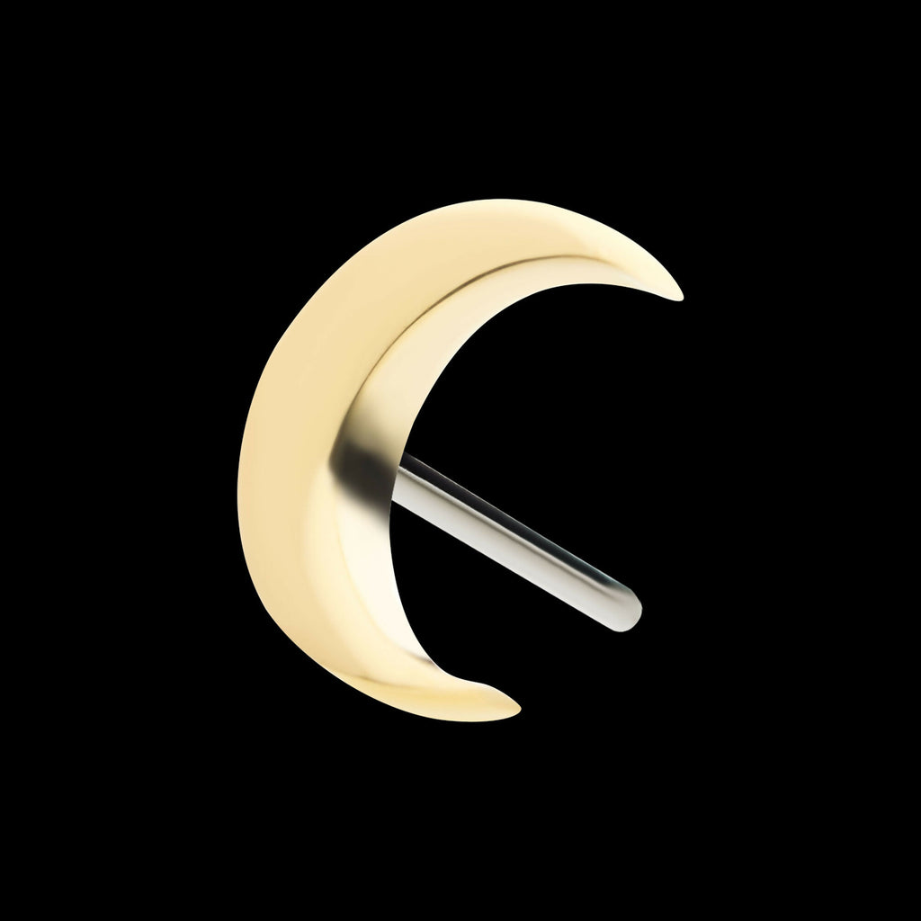 14Kt Gold Threadless with Crescent Moon Top