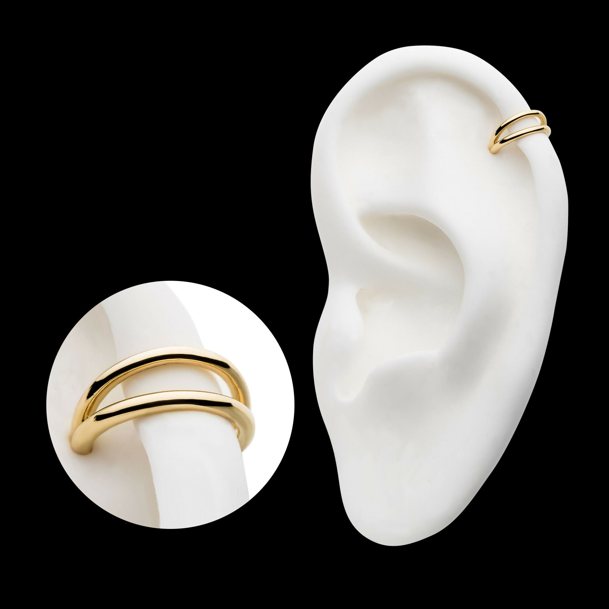 Double Hoop Side Facing Hinged Segment Clicker Earring / Nosering – 14Kt Yellow Gold
