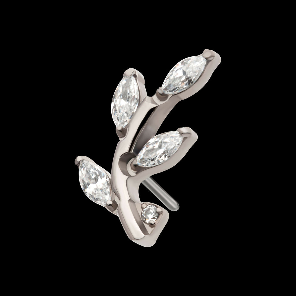 Threadless Prong Set Marquise CZ Leaf Top
